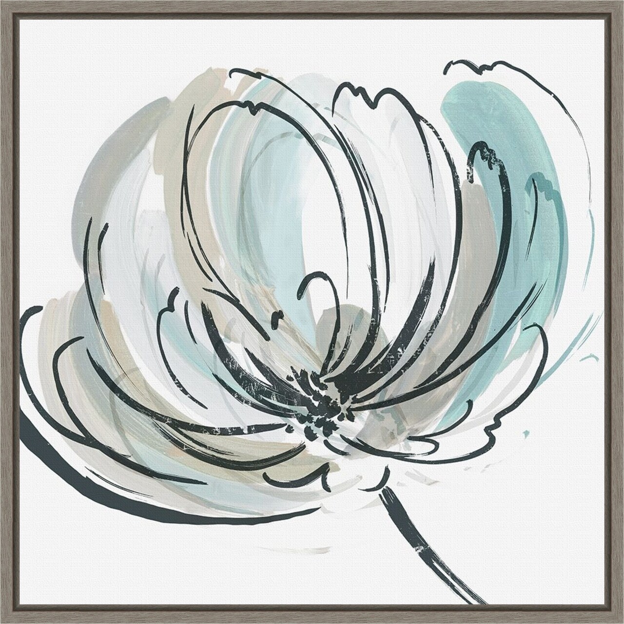 May Poem II (Flower) by Asia Jensen 16-in. W x 16-in. H. Canvas Wall Art Print Framed in Grey
